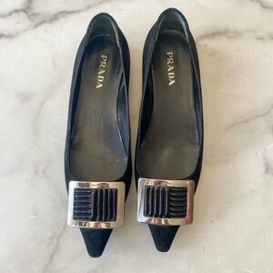 Prada • Pointed Flat with Buckle • 38.5
